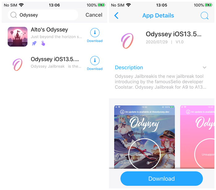 Install Odyssey Jailbreak iOS 13 - iOS 13.5 No Computer