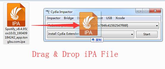 drag the downloaded IPA file