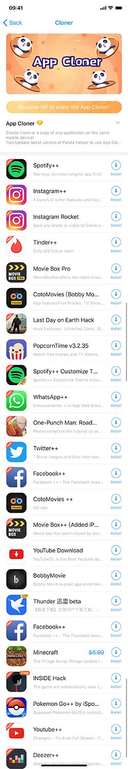 Apps support clone