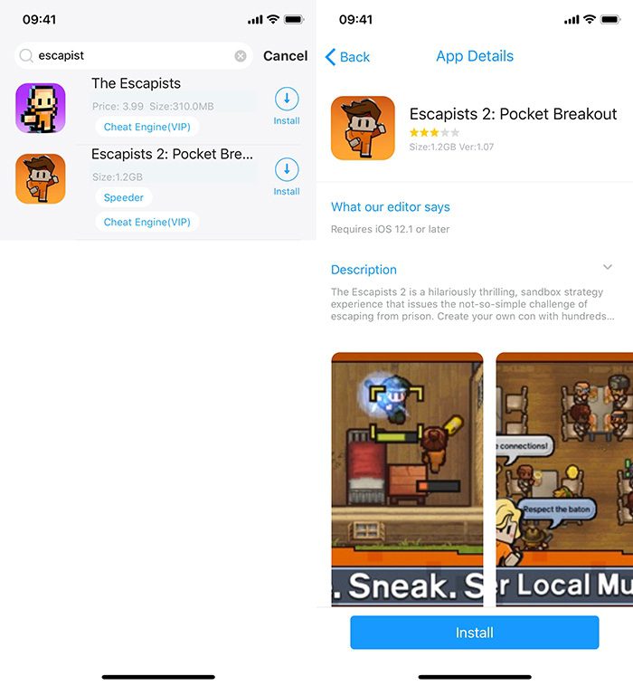 search and install Escapists 2