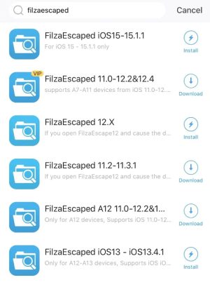 filzaescaped's version number corresponds to your iOS version number
