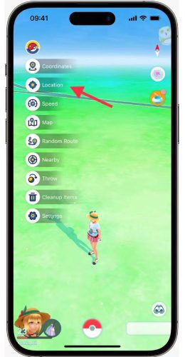 Location feature Position in the Menu of Spoofer Go