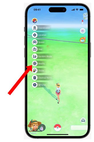 Nearby function position in Spoofer Go Pokemon Spoofing app