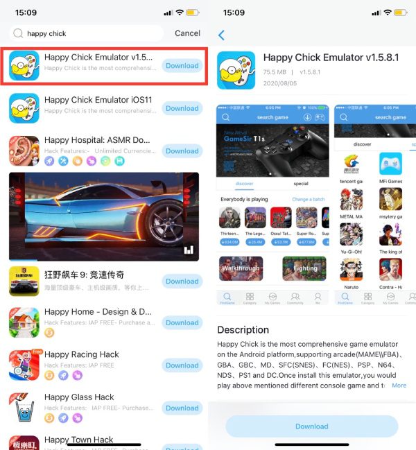 search and install Happy Chick iOS 16