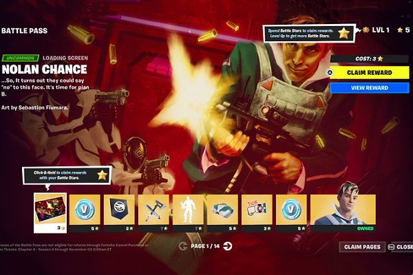 Nolan Chance page of the Fortnite Battle Pass