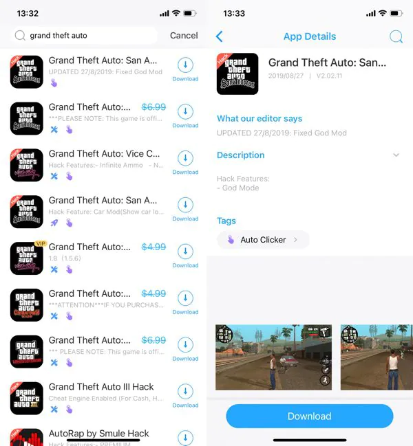 GTA SA Muat turun iOS percuma di Panda Helper