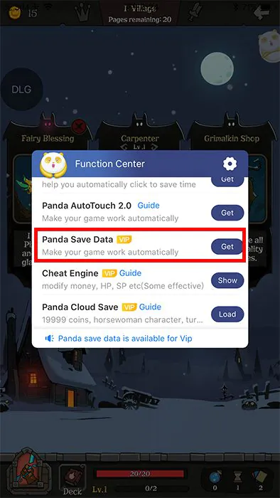 obtenha os dados salvos do Panda